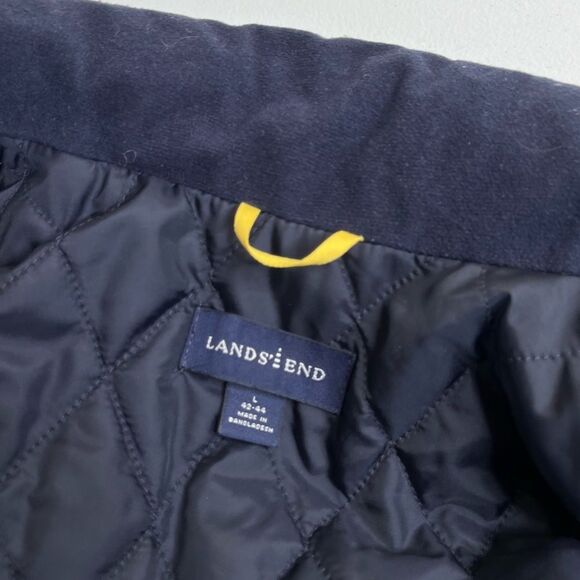 Lands End Aquacheck Thermolite Zip Front Hooded Navy Jacket Coat Men Large 42 44 - Picture 10 of 16